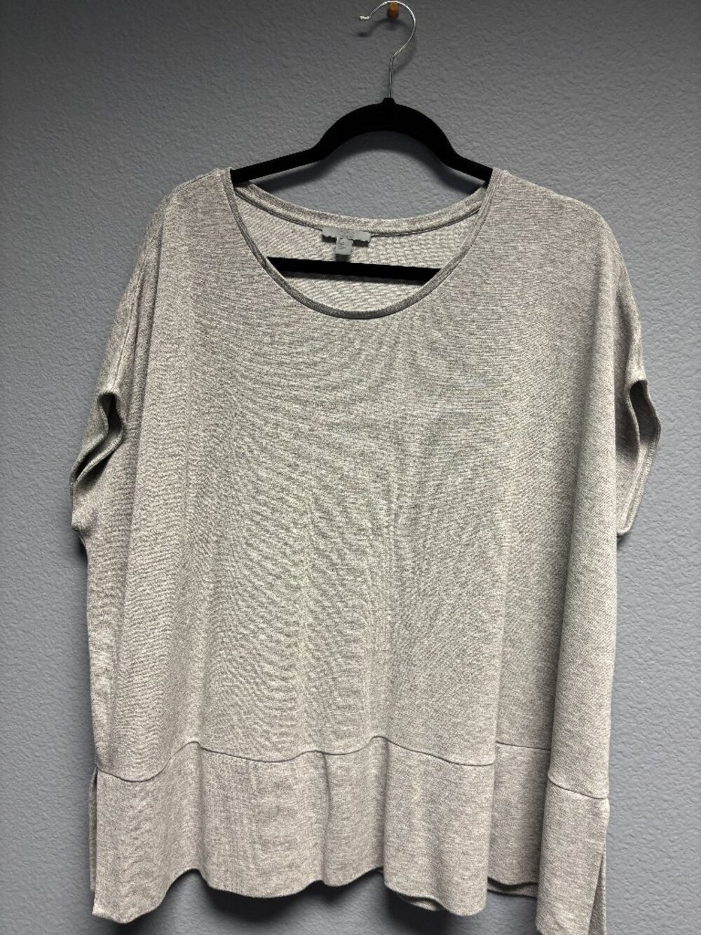 COS Heather Grey Oversized Boxy Knit short sleeve top Size L